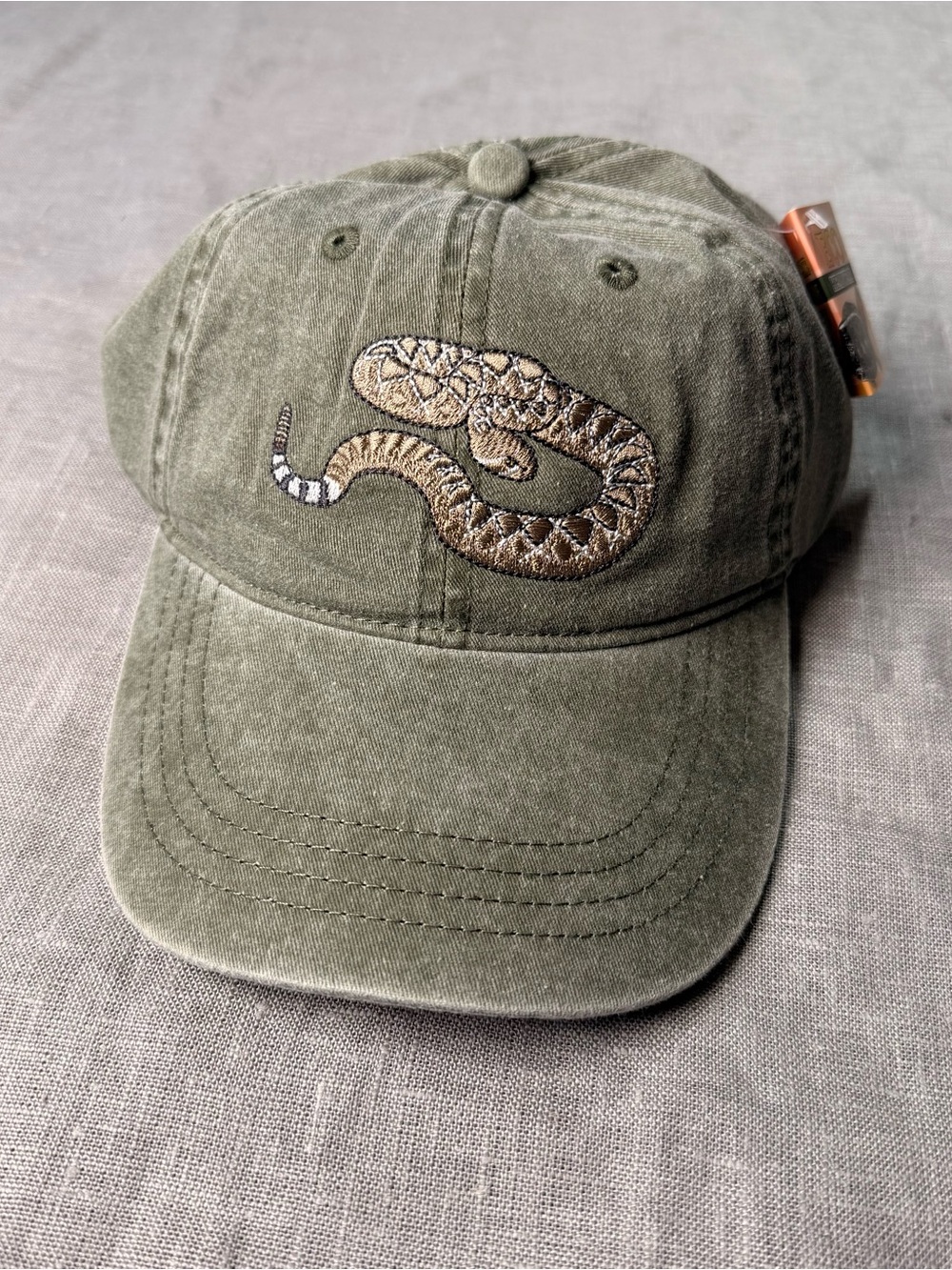 NWT Eco Universe Western Diamondback Rattlesnake Hat Embroidered Green Dad Cap